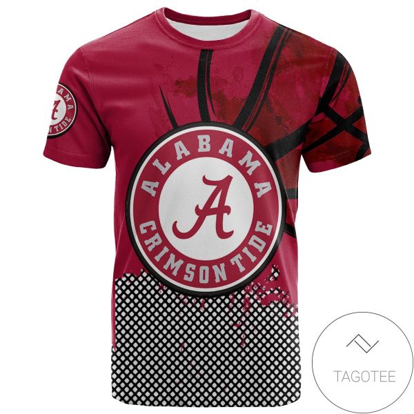 Alabama Crimson Tide All Over Print T-Shirt Men’s Basketball Net Grunge Pattern – NCAA