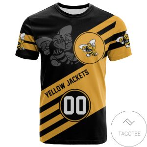 American International Yellow Jackets All Over Print T-Shirt Sport Style Logo  – NCAA