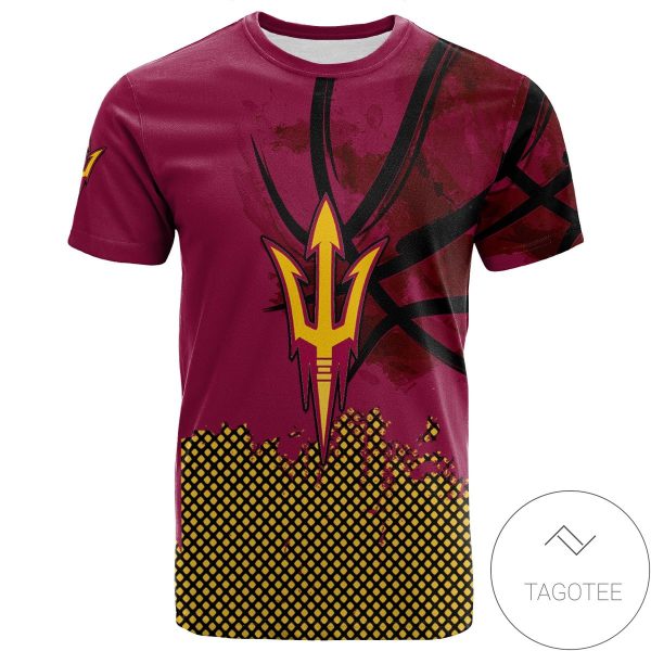 Arizona State Sun Devils All Over Print T-Shirt Men’s Basketball Net Grunge Pattern – NCAA