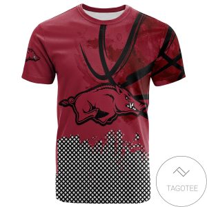 Arkansas Razorbacks All Over Print T-Shirt Men’s Basketball Net Grunge Pattern – NCAA