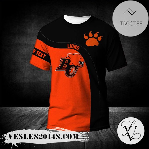 BC Lions T-shirt Curve Personalized Custom Text  – CA FOOTBALL