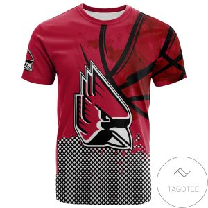 Ball State Cardinals All Over Print T-Shirt Men’s Basketball Net Grunge Pattern – NCAA