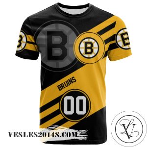 Boston Bruins All Over Print T-Shirt Sport Style Logo  – NHL