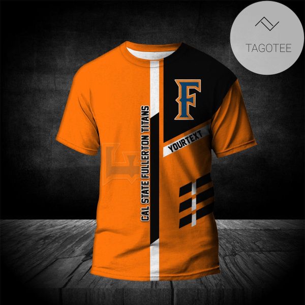 Cal State Fullerton Titans Personalized Custom Text All Over Print T-shirt  – NCAA