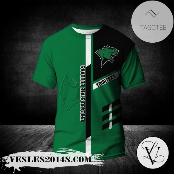 Chicago State Cougars Personalized Custom Text All Over Print T-shirt  – NCAA