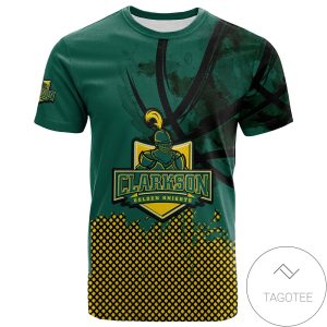 Clarkson Golden Knights All Over Print T-shirt Men’s Basketball Net Grunge Pattern – NCAA