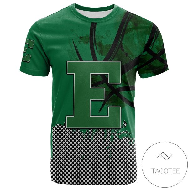 Eastern Michigan Eagles All Over Print T-shirt Men’s Basketball Net Grunge Pattern – NCAA