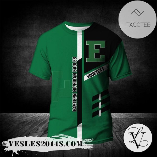 Eastern Michigan Eagles Personalized Custom Text All Over Print T-shirt  – NCAA