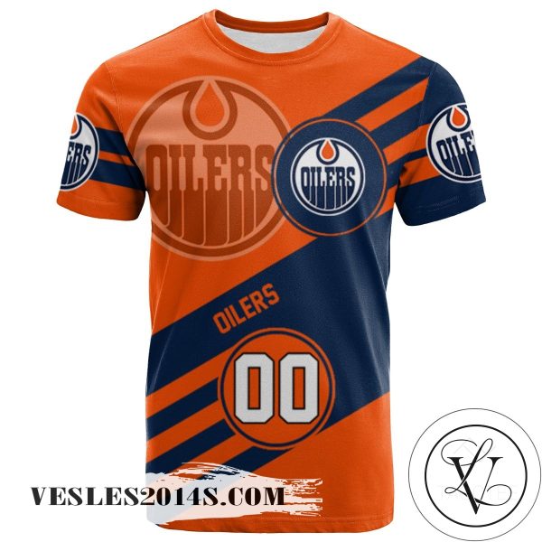 Edmonton Oilers All Over Print T-shirt Sport Style Logo   – NHL