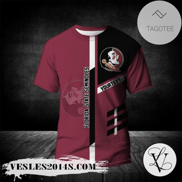 Florida State Seminoles Personalized Custom Text All Over Print T-shirt  – NCAA