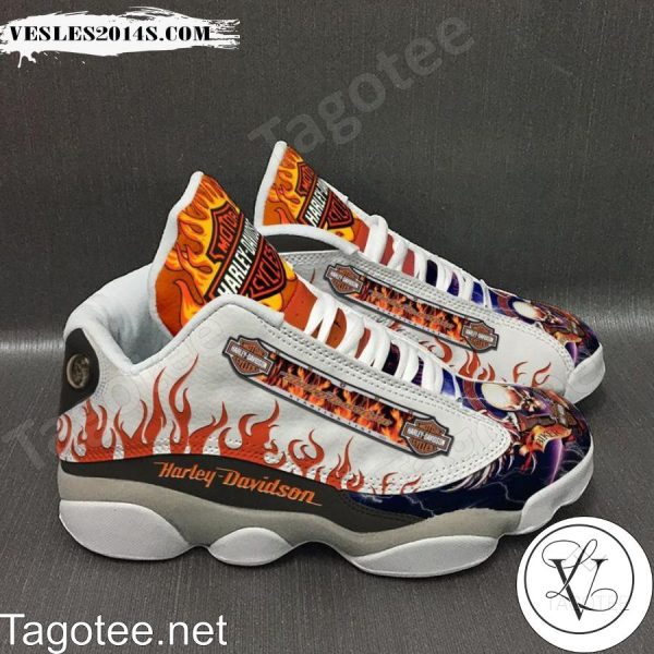 Harley Davidson Red Flames Air Jordan 13 Shoes