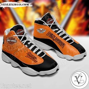 Harley-davidson Orange White Air Jordan 13 Shoes