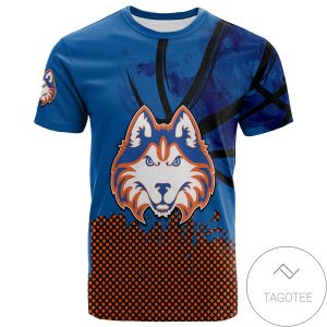 Houston Baptist Huskies All Over Print T-shirt Men’s Basketball Net Grunge Pattern – NCAA