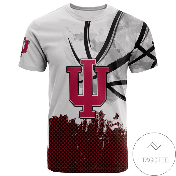 Indiana Hoosiers All Over Print T-shirt Men’s Basketball Net Grunge Pattern – NCAA