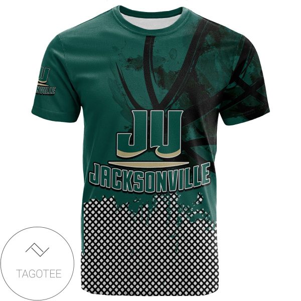 Jacksonville Dolphins All Over Print T-shirt Men’s Basketball Net Grunge Pattern – NCAA