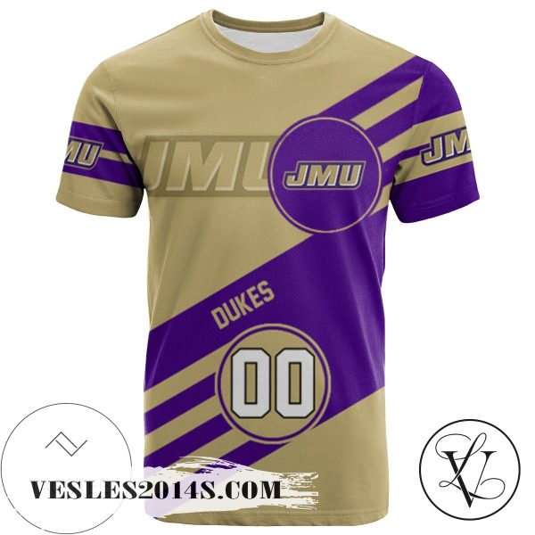 James Madison Dukes All Over Print T-shirt Sport Style Logo   – NCAA