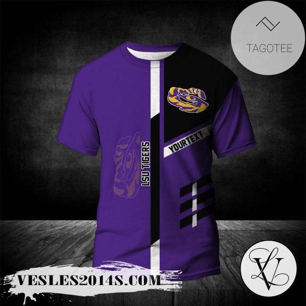 LSU Tigers Personalized Custom Text All Over Print T-shirt  – NCAA