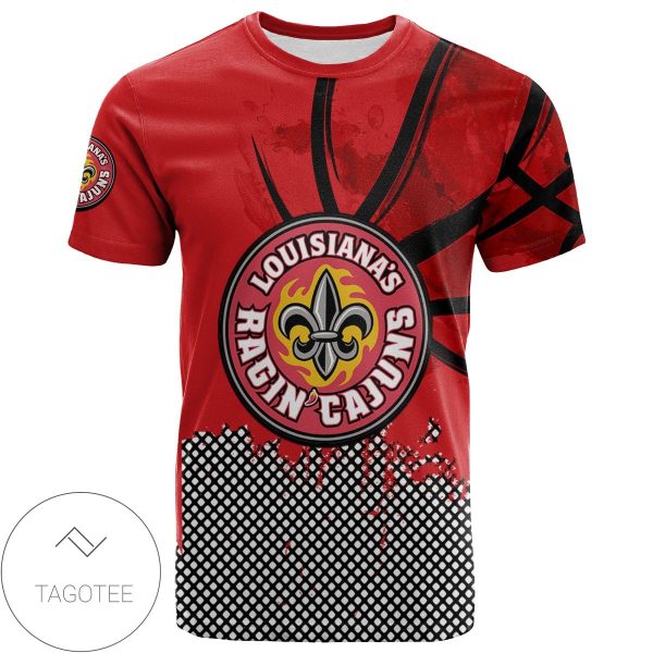 Louisiana Ragin Cajuns All Over Print T-shirt Men’s Basketball Net Grunge Pattern – NCAA