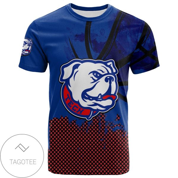 Louisiana Tech Bulldogs All Over Print T-shirt Men’s Basketball Net Grunge Pattern – NCAA