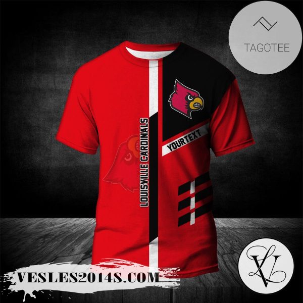 Louisville Cardinals Personalized Custom Text All Over Print T-shirt  – NCAA