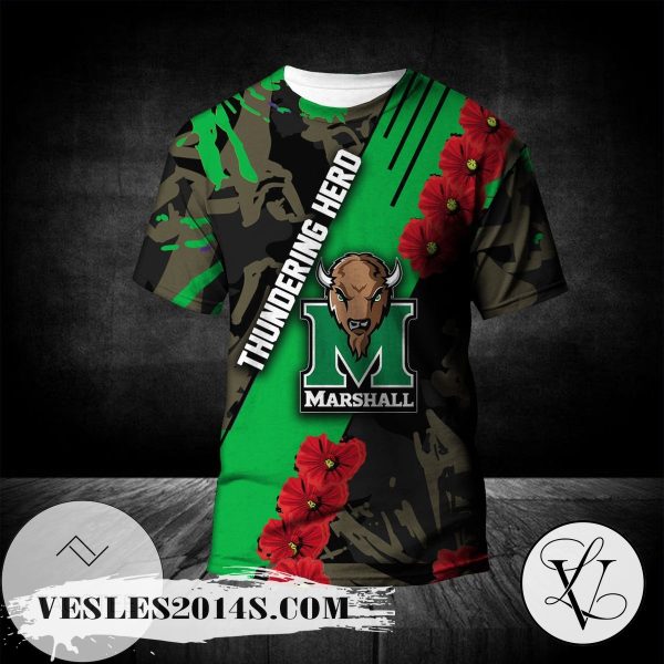 Marshall Thundering Herd All Over Print T-shirt Sport Style Keep Go On  – NCAA