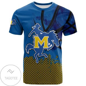 McNeese State Cowboys All Over Print T-shirt Men’s Basketball Net Grunge Pattern – NCAA