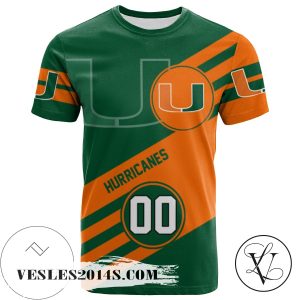 Miami Hurricanes All Over Print T-shirt Sport Style Logo   – NCAA