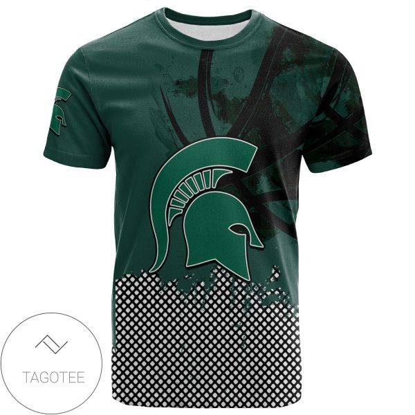 Michigan State Spartans All Over Print T-shirt Men’s Basketball Net Grunge Pattern – NCAA