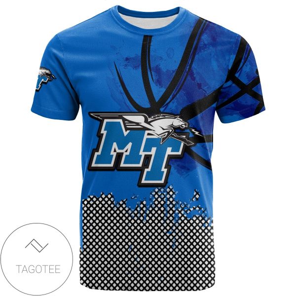 Middle Tennessee Blue Raiders All Over Print T-shirt Men’s Basketball Net Grunge Pattern – NCAA