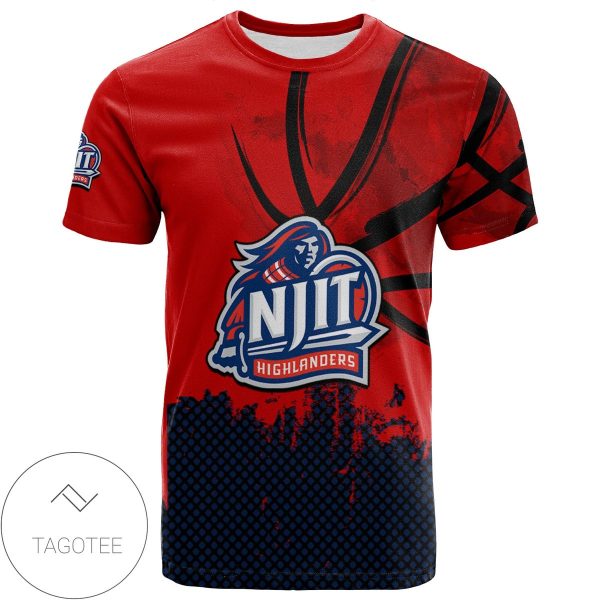 NJIT Highlanders All Over Print T-shirt Men’s Basketball Net Grunge Pattern – NCAA