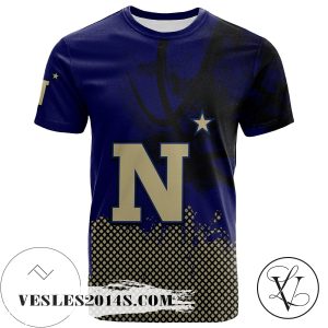 Navy Midshipmen All Over Print T-shirt Men’s Basketball Net Grunge Pattern – NCAA