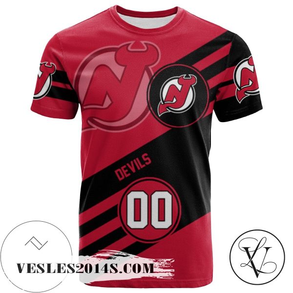 New Jersey Devils All Over Print T-shirt Sport Style Logo   – NHL