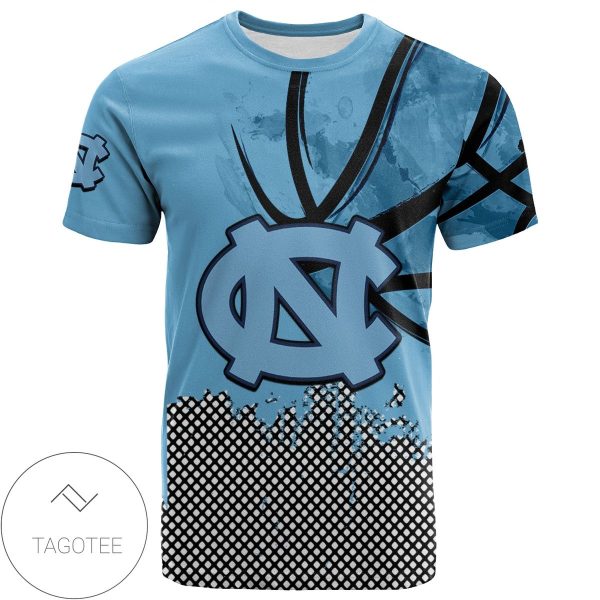 North Carolina Tar Heels All Over Print T-shirt Men’s Basketball Net Grunge Pattern – NCAA