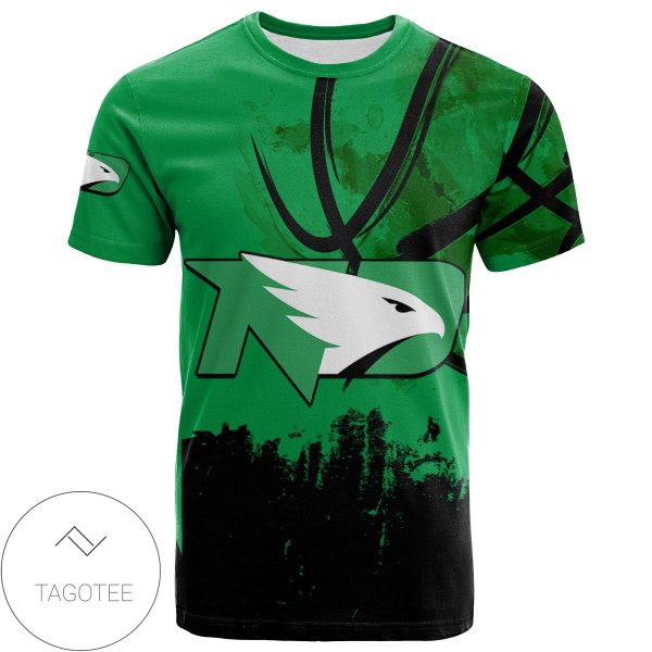 North Dakota Fighting Hawks All Over Print T-shirt Men’s Basketball Net Grunge Pattern – NCAA