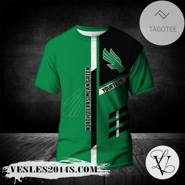 North Texas Mean Green Personalized Custom Text All Over Print T-shirt  – NCAA