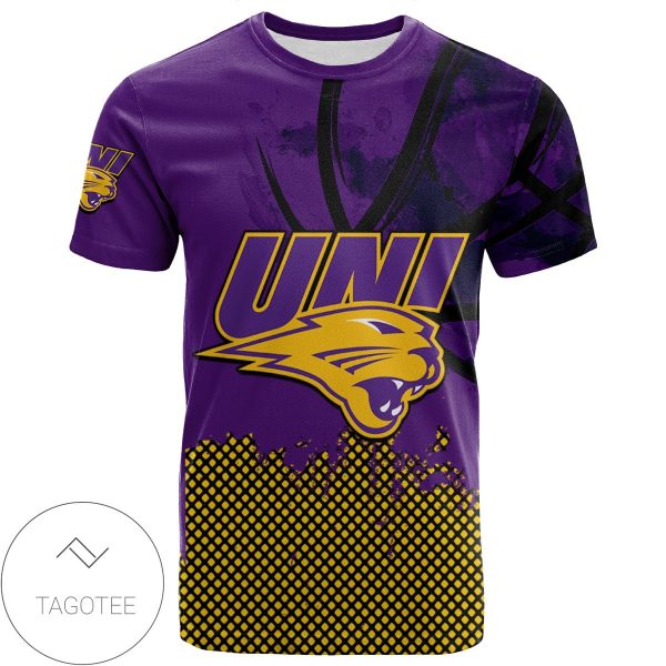 Northern Iowa Panthers All Over Print T-shirt Men’s Basketball Net Grunge Pattern – NCAA