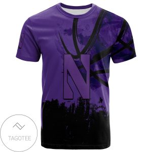 Northwestern Wildcats All Over Print T-shirt Men’s Basketball Net Grunge Pattern – NCAA