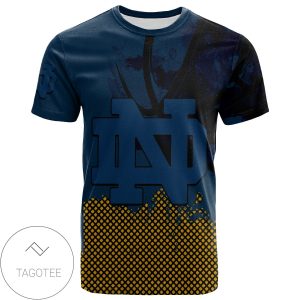 Notre Dame Fighting Irish All Over Print T-shirt Men’s Basketball Net Grunge Pattern – NCAA