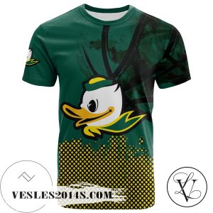 Oregon Ducks All Over Print T-shirt Men’s Basketball Net Grunge Pattern – NCAA