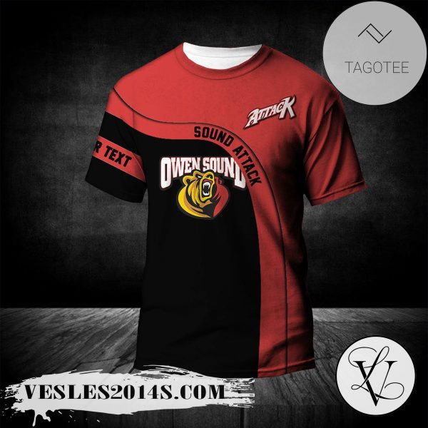 Owen Sound Attack T-shirt Curve Personalized Custom Text  – CA HOCKEY