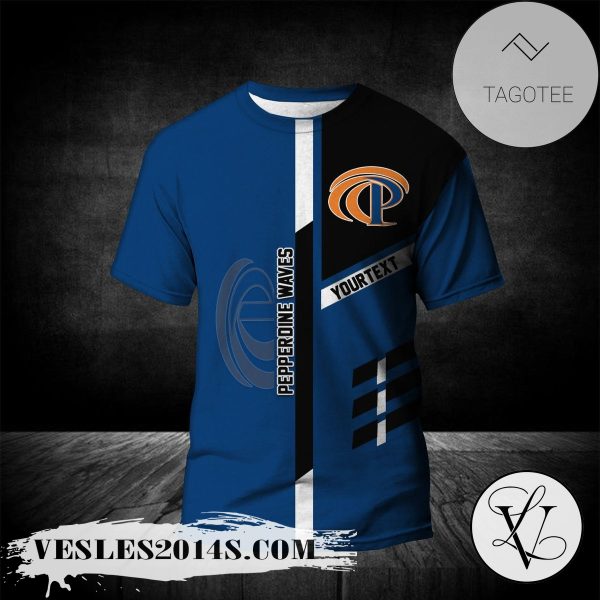 Pepperdine Waves Personalized Custom Text All Over Print T-shirt  – NCAA