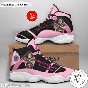 Personalized Wonder Woman Breast Cancer Awareness White Pink Air Jordan 13 Shoes