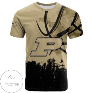 Purdue Boilermakers All Over Print T-shirt Men’s Basketball Net Grunge Pattern – NCAA