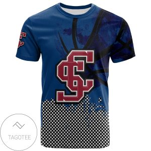 Santa Clara Broncos All Over Print T-shirt Men’s Basketball Net Grunge Pattern – NCAA