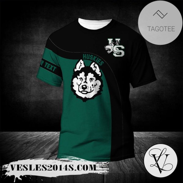 Saskatchewan Huskies T-shirt Curve Personalized Custom Text  – CA CIS