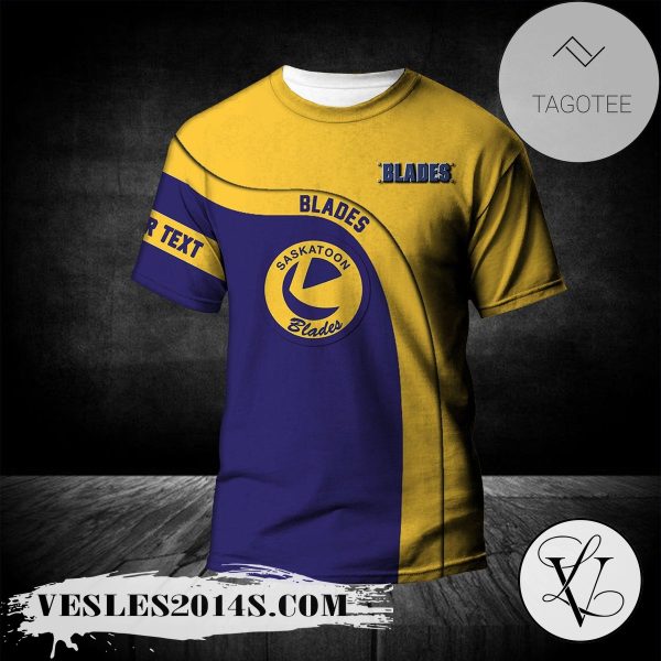 Saskatoon Blades T-shirt Curve Personalized Custom Text  – CA HOCKEY