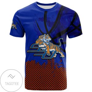 Savannah State Tigers All Over Print T-shirt Men’s Basketball Net Grunge Pattern – NCAA