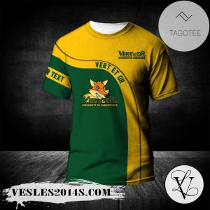 Sherbrooke Vert et Or T-shirt Curve Personalized Custom Text  – CA CIS