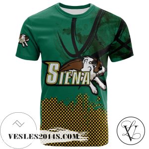 Siena Saints All Over Print T-shirt Men’s Basketball Net Grunge Pattern – NCAA