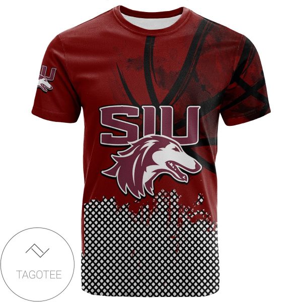 Southern Illinois Salukis All Over Print T-shirt Men’s Basketball Net Grunge Pattern – NCAA